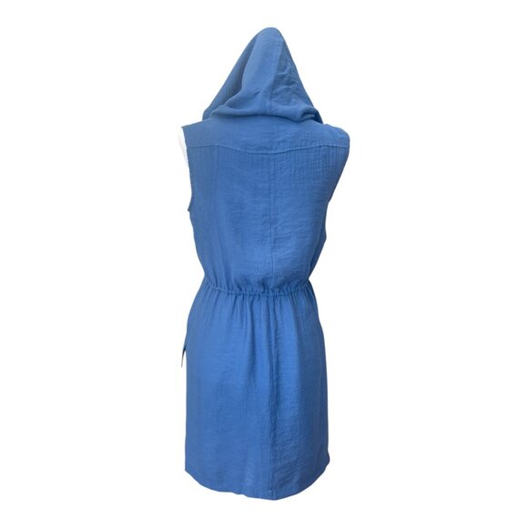 Y2K BCBG Maxazria Drawstring Waist Sleeveless Hooded Dress Blue size XXS - Picture 7 of 15